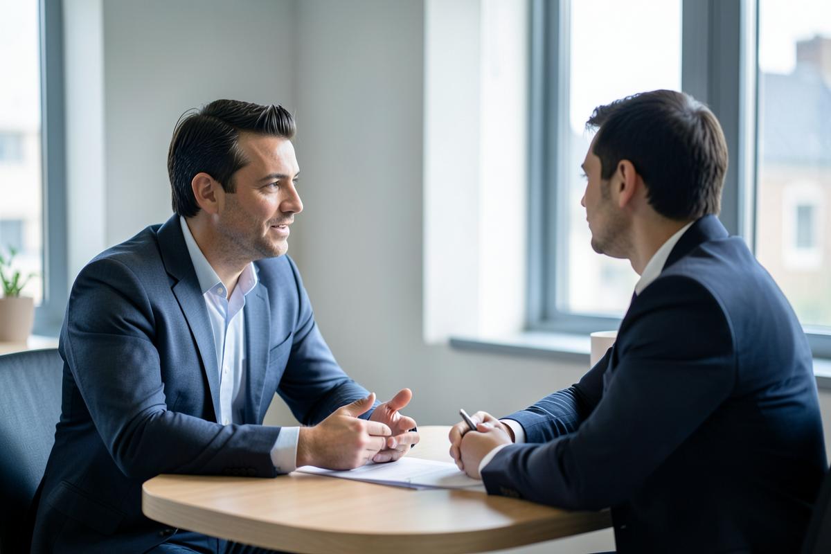 Gestor conduzindo uma conversa individual com um vendedor
